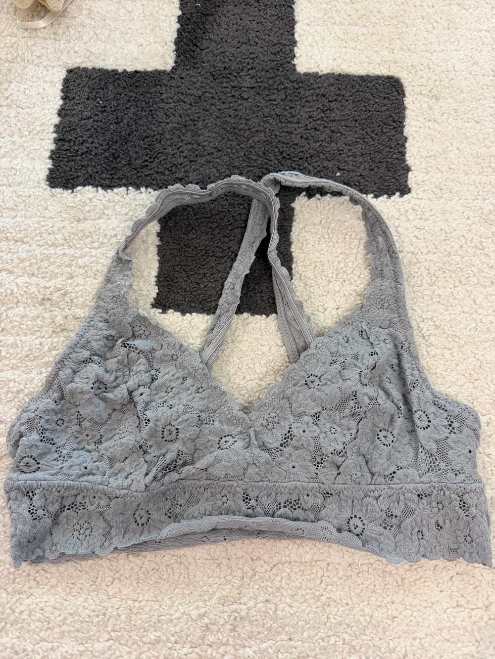 aerie Floral Lace Bralette - Light Gray